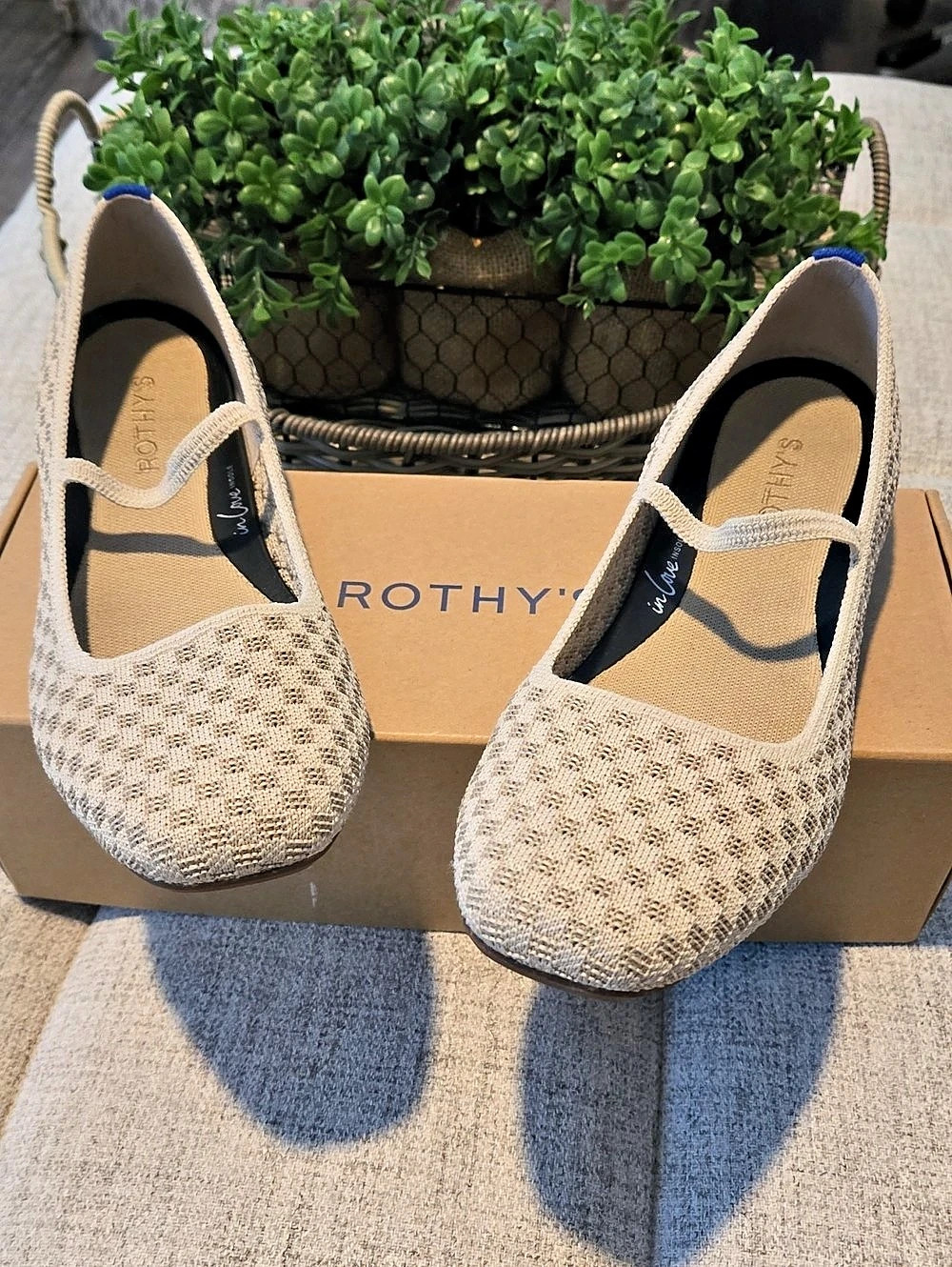 Rothy's The Max Square Mary Jane Mary Jane Flats Beige US 10.5